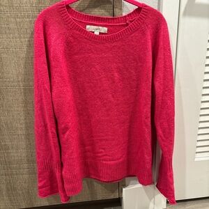 LOFT Vibrant Pink Crew Neck Sweater